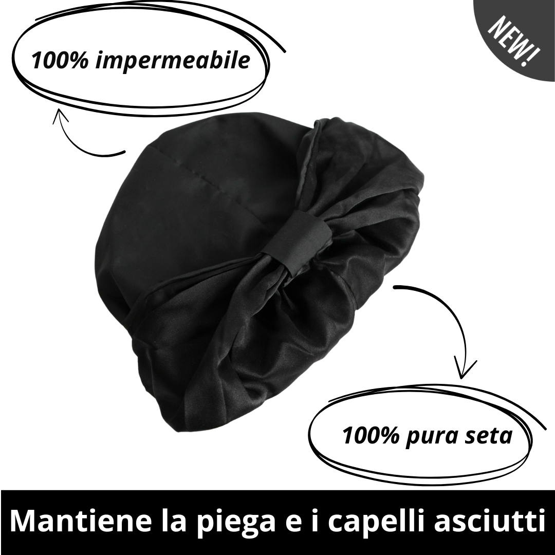 Cuffia doccia in Seta Salva Piega | Nera
