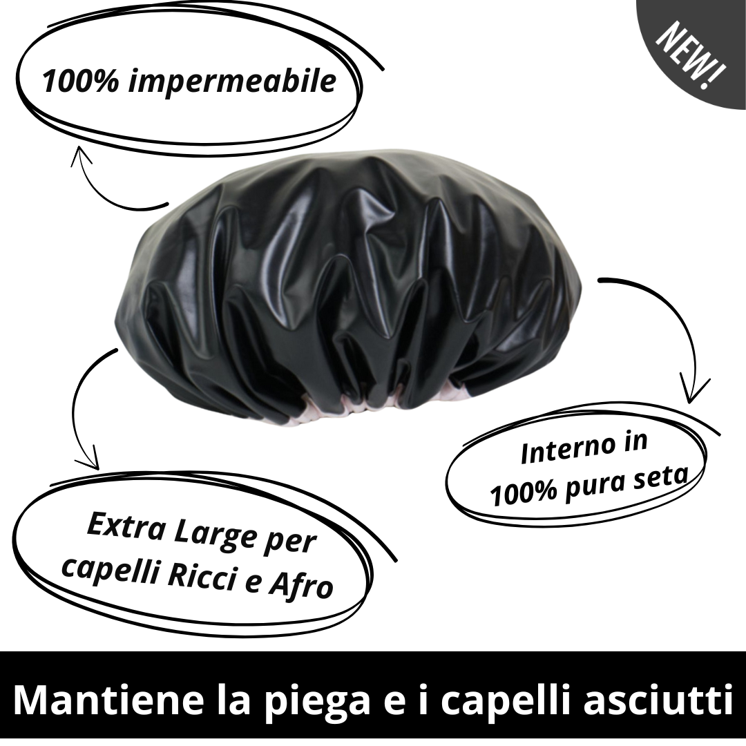 Cuffia doccia Extra Large in Seta | Nera