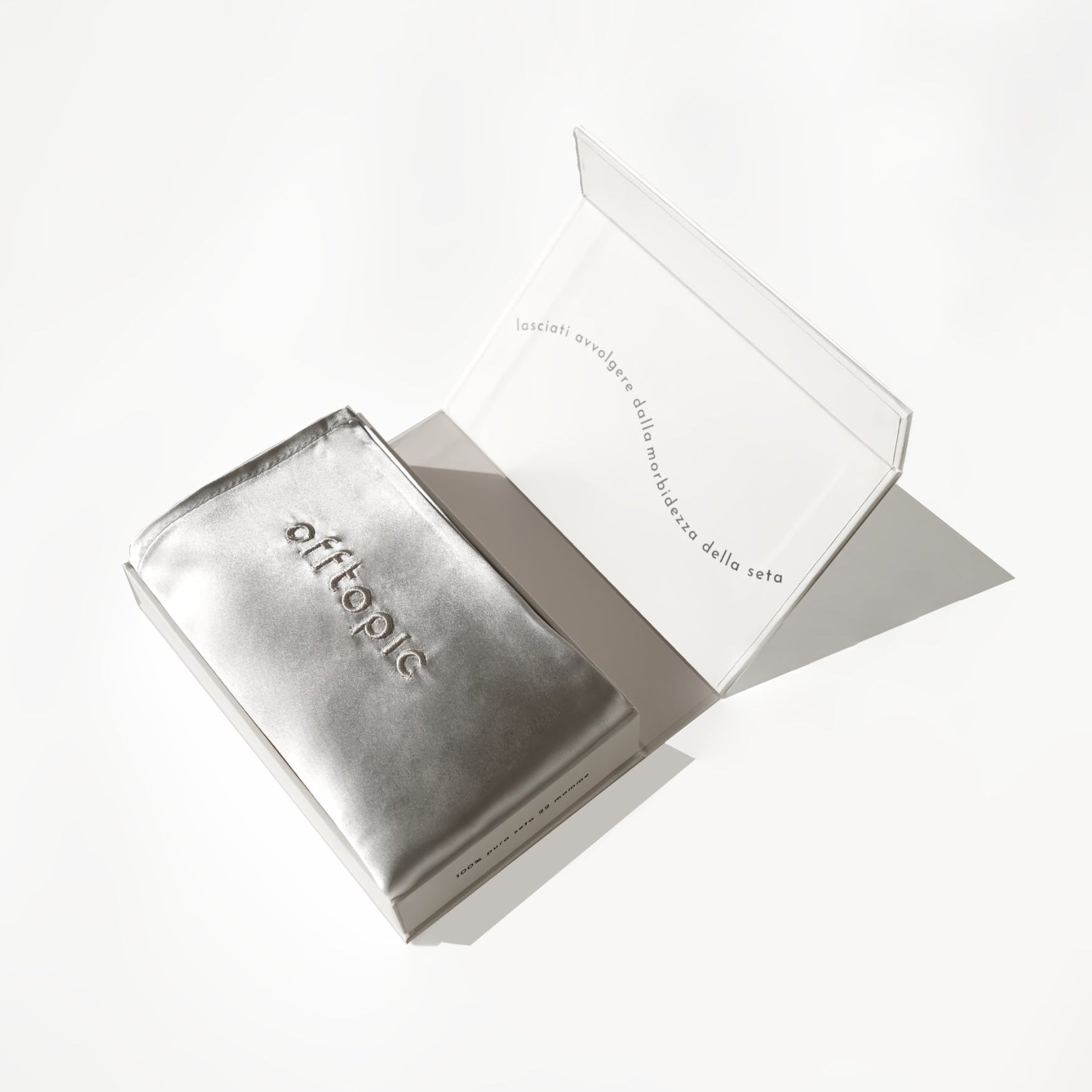 Federa 100% Seta grigia con confezione regalo elegante