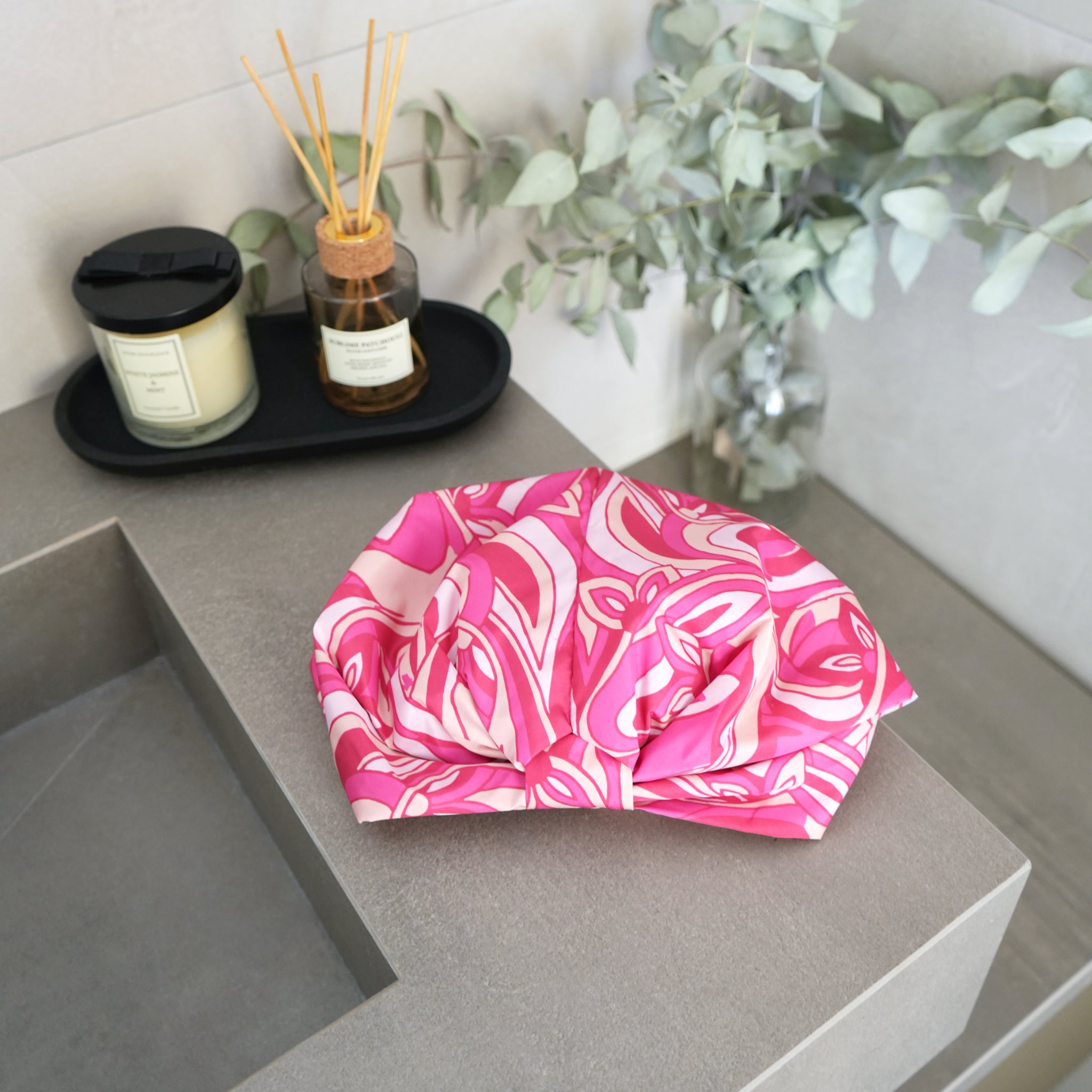 Cuffia doccia in Seta Salva Piega | Fantasia Pink