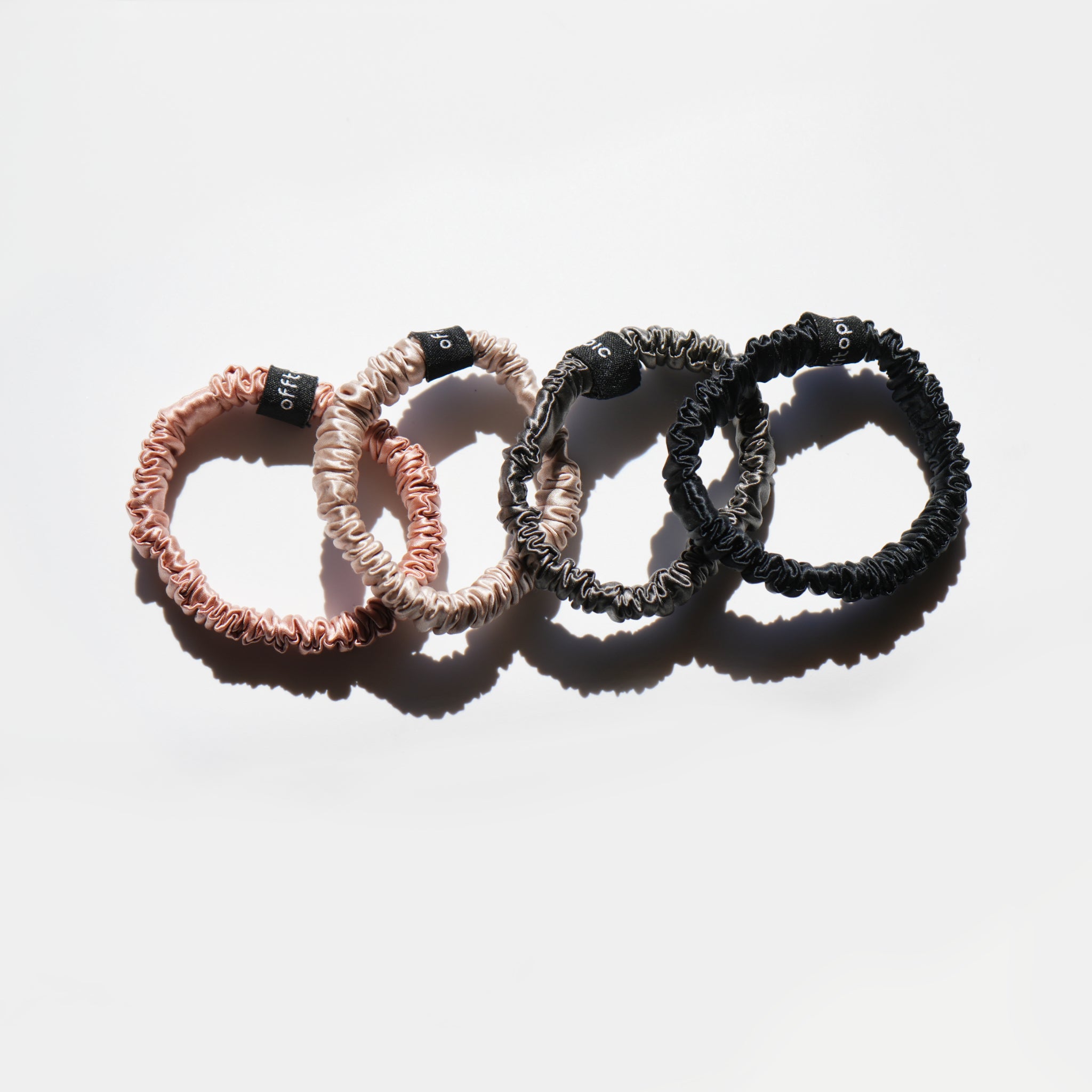 Set de 4 coleteros de seda | Elásticos delgados