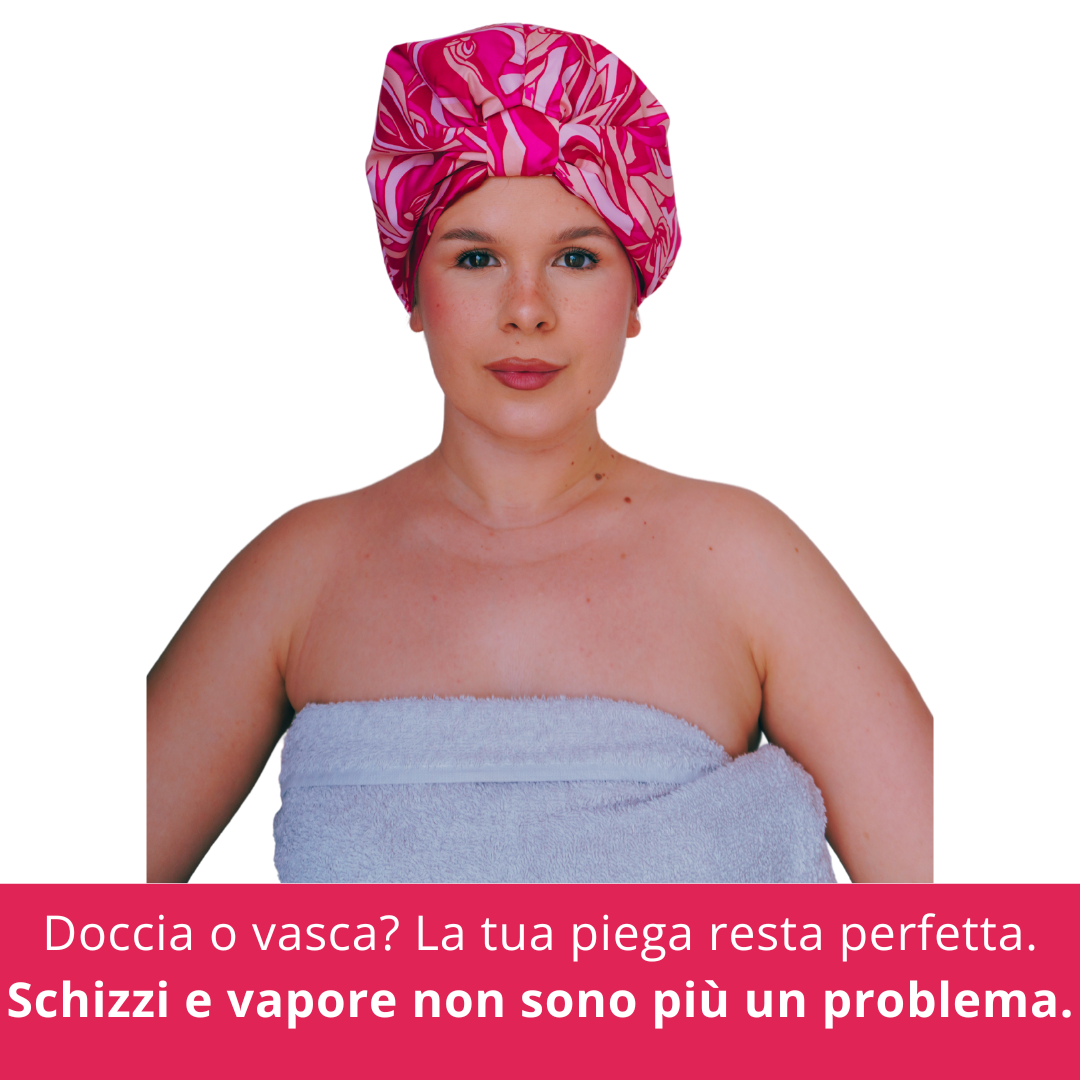 Cuffia doccia foderata in seta per capelli asciutti e perfetti dopo la doccia