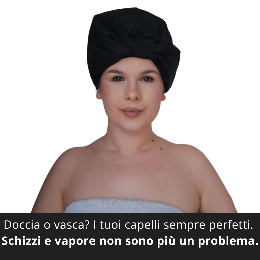 Cuffia doccia in Seta Salva Piega | Nera