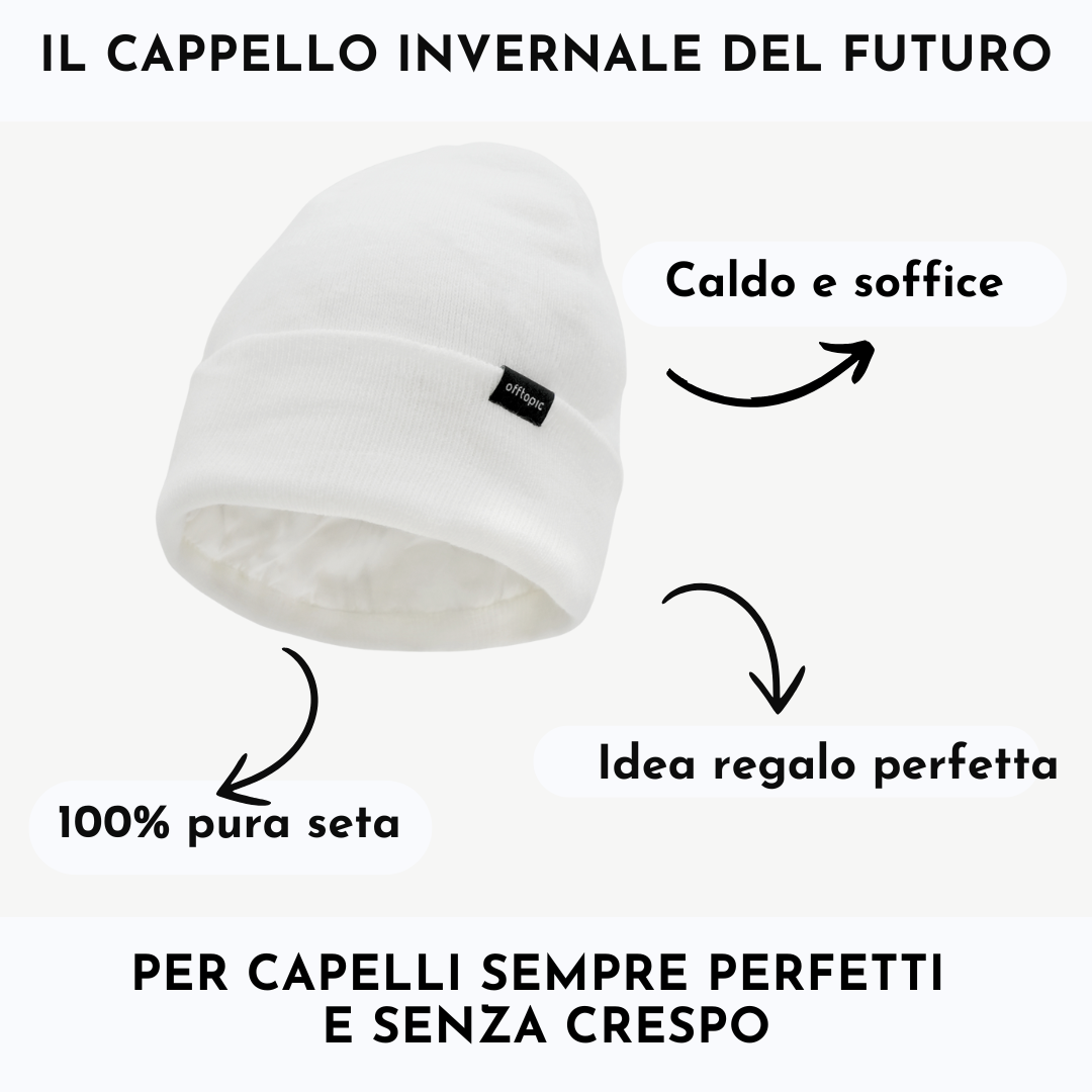 Cappello Invernale unisex 100% Seta | Bianco