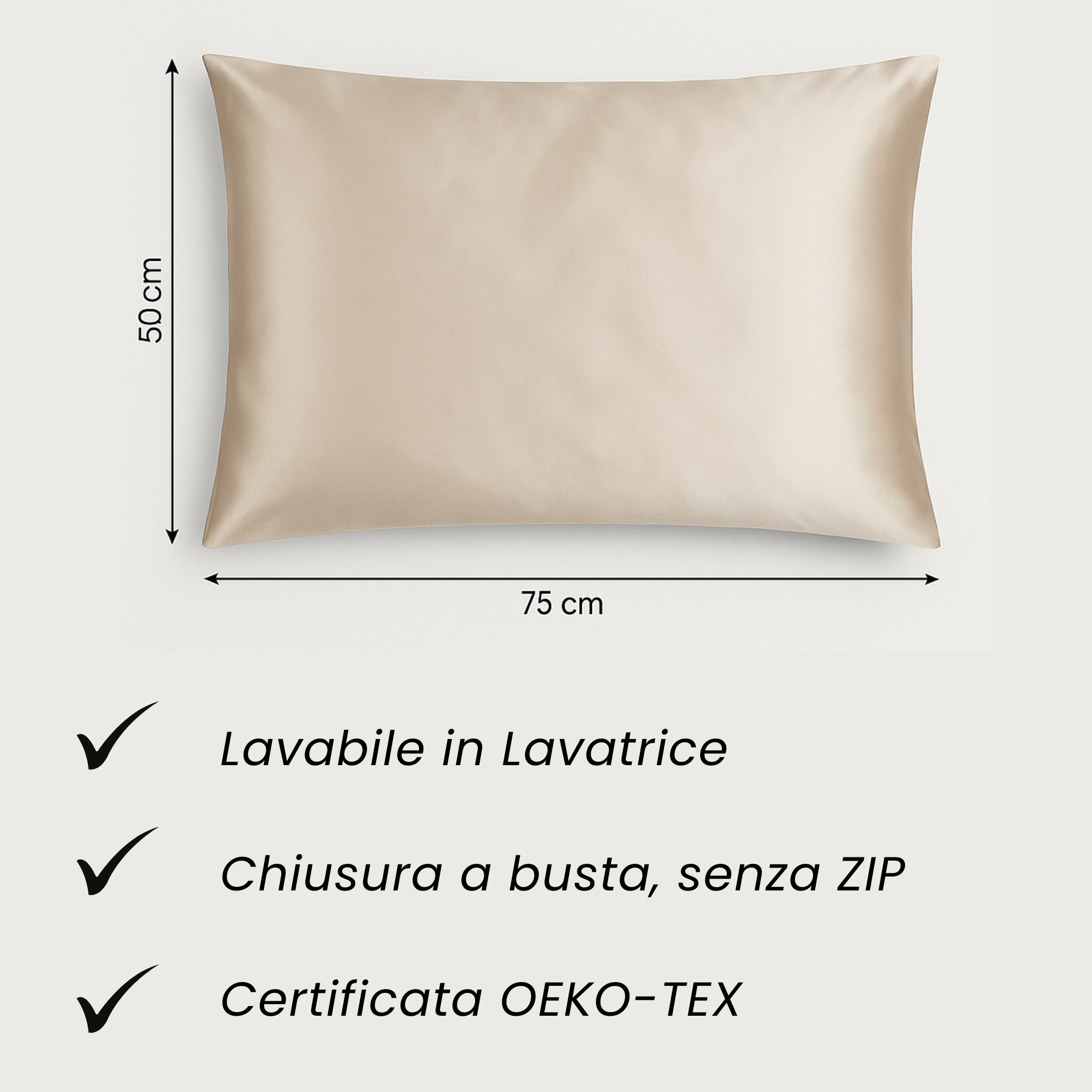 Funda de almohada de pura seda 50x75 | Caramelo