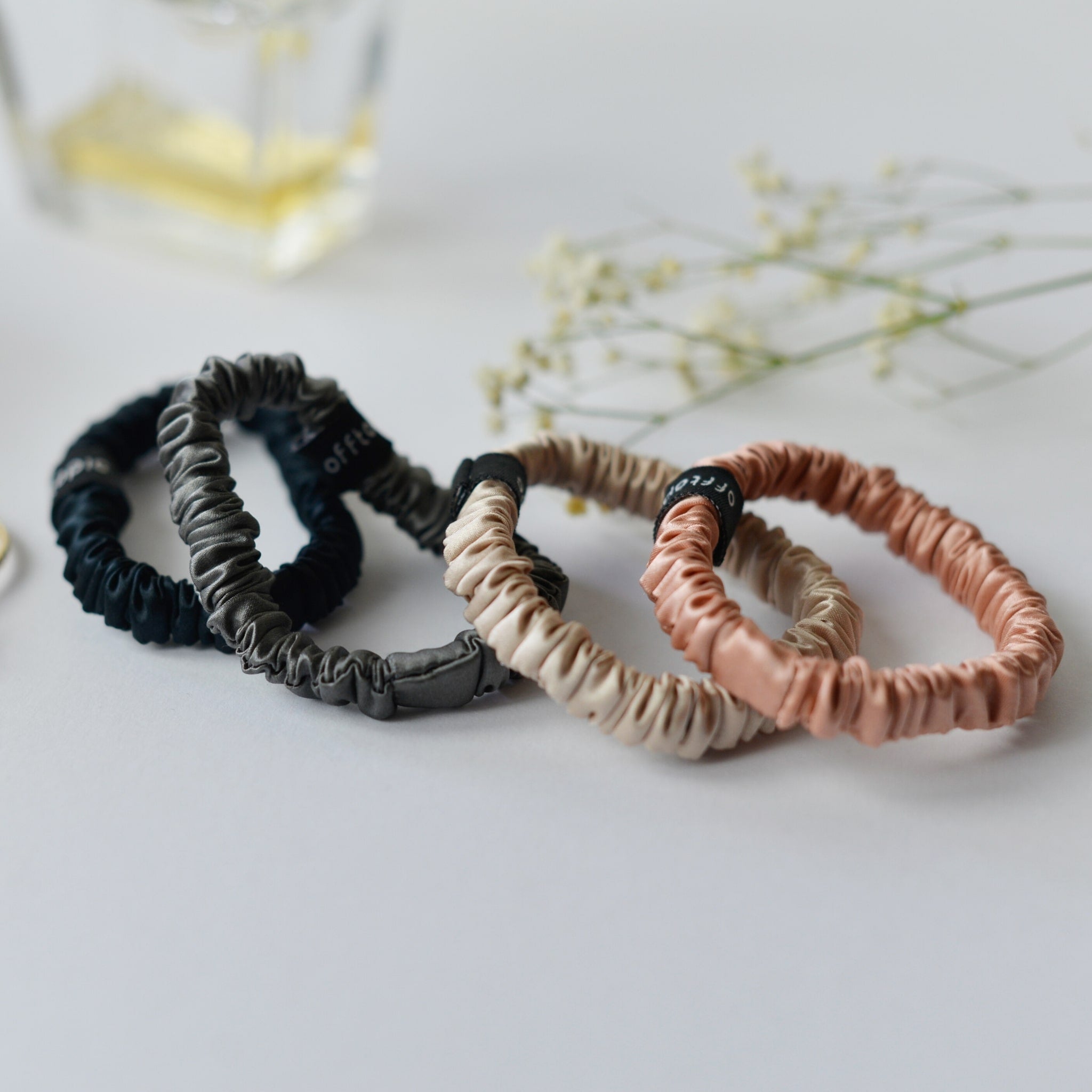 Set de 4 coleteros de seda | Elásticos delgados