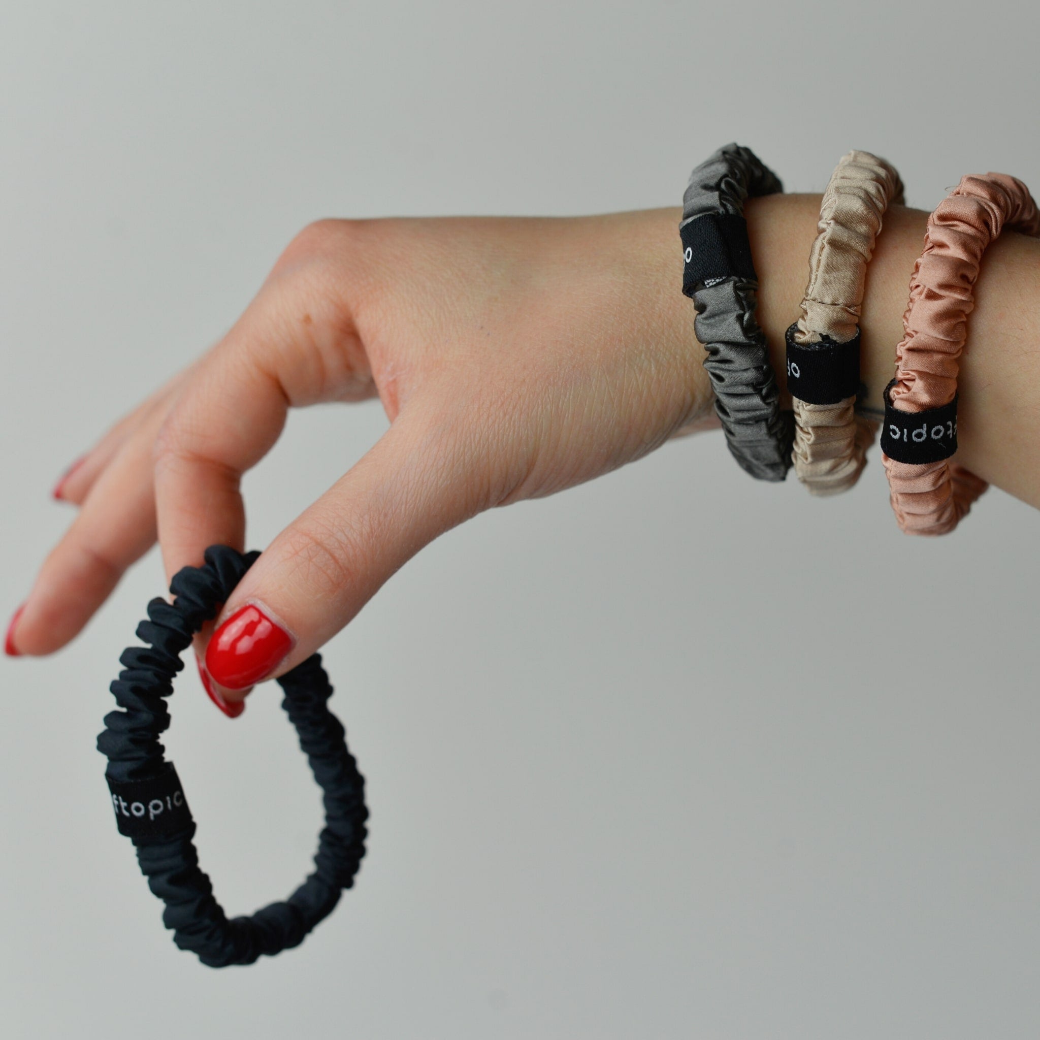 Set de 4 coleteros de seda | Elásticos delgados