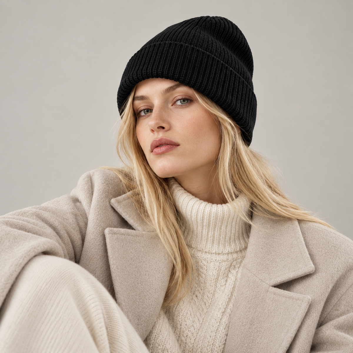 Cappello Invernale Lana Cashmere & 100% Seta | Nero