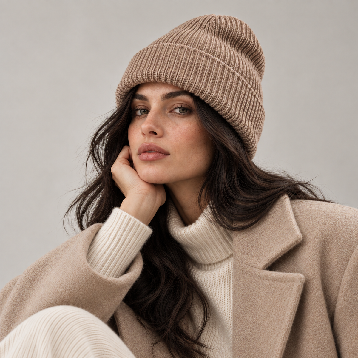 Cappello Invernale Lana Cashmere & 100% Seta | CAMEL