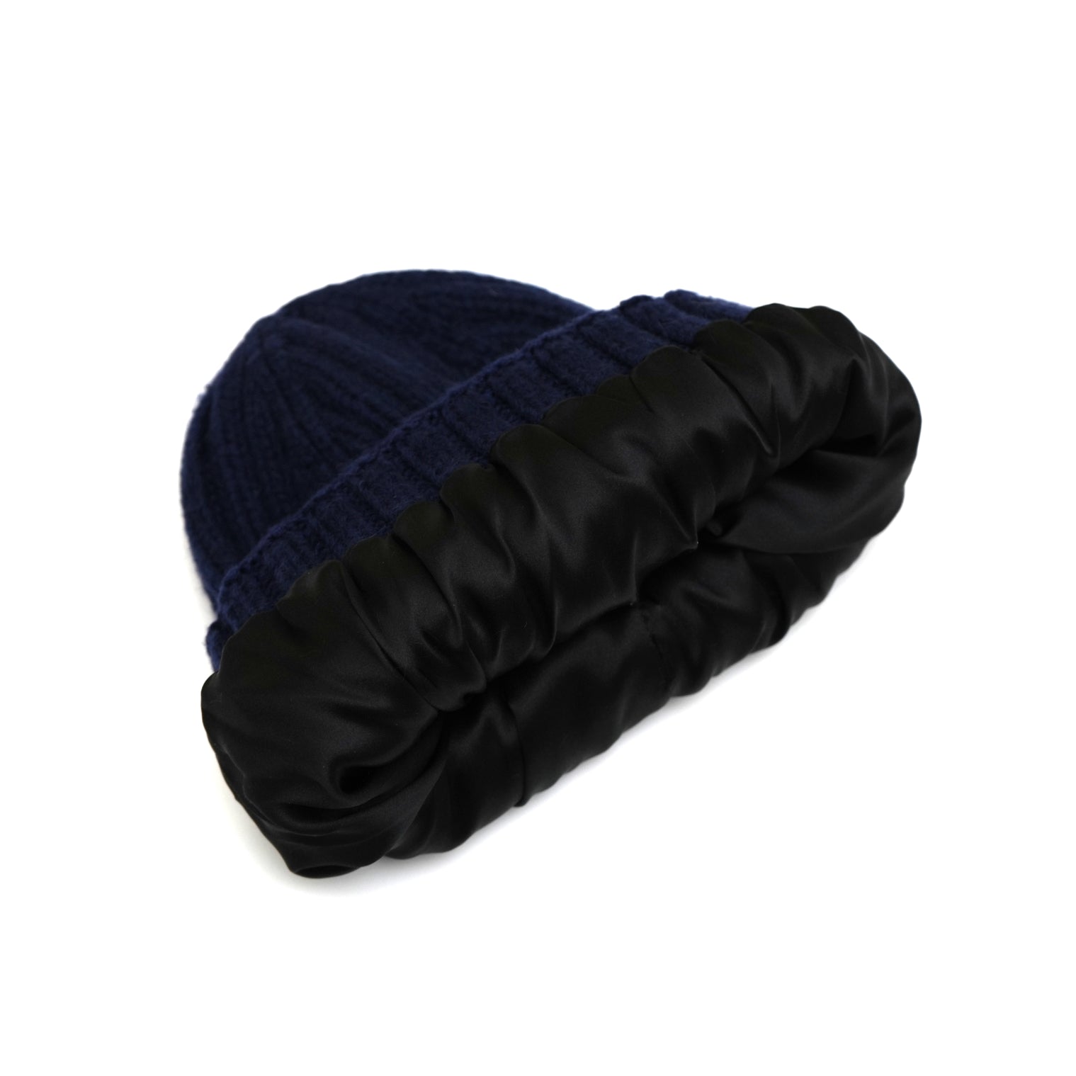 Cappello Invernale Donna | Berretto con Interno 100% Seta Anticrespo| Blu Navy