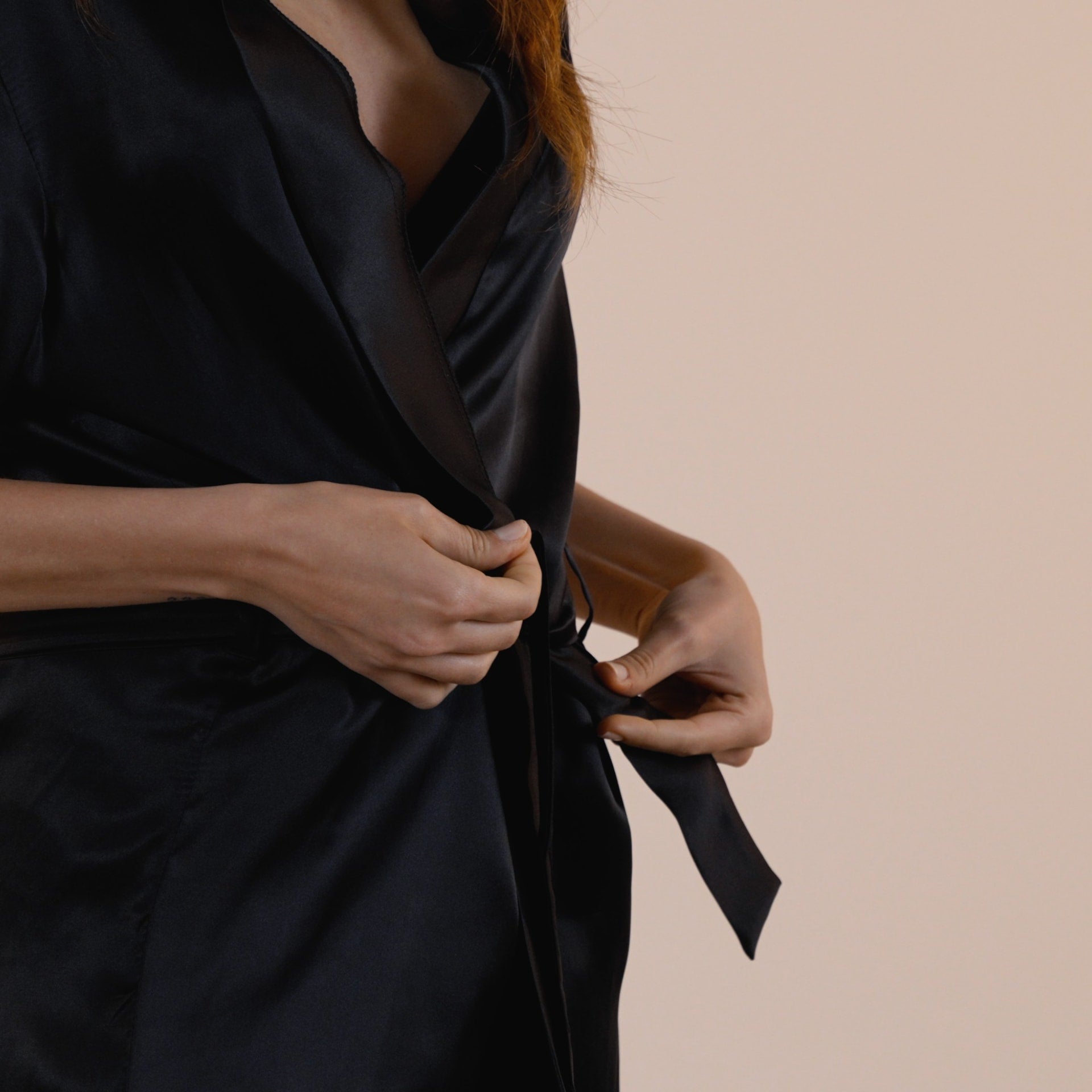 Kimono aus Seide | Schwarz
