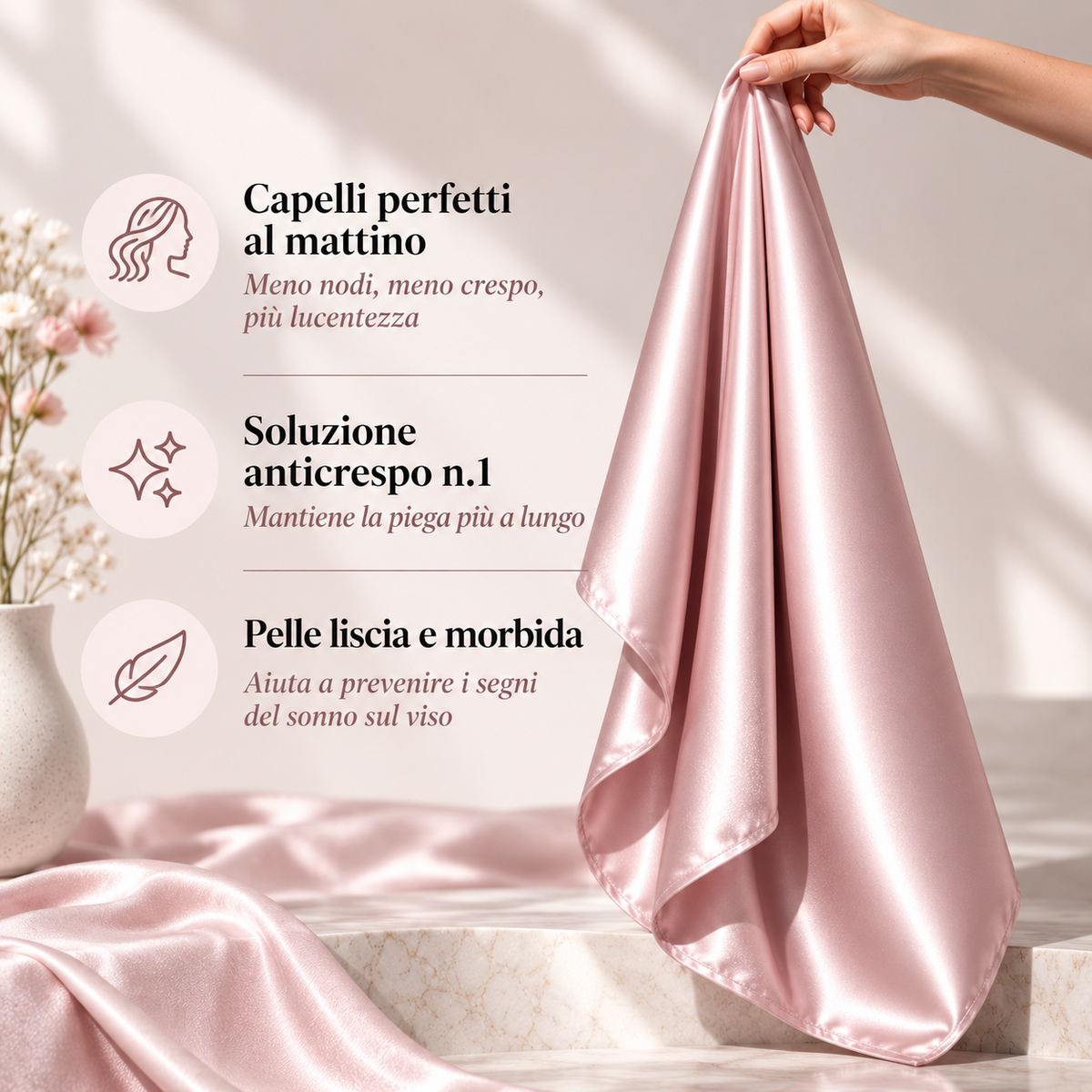 Federa 100% Seta Anticrespo | Rosa