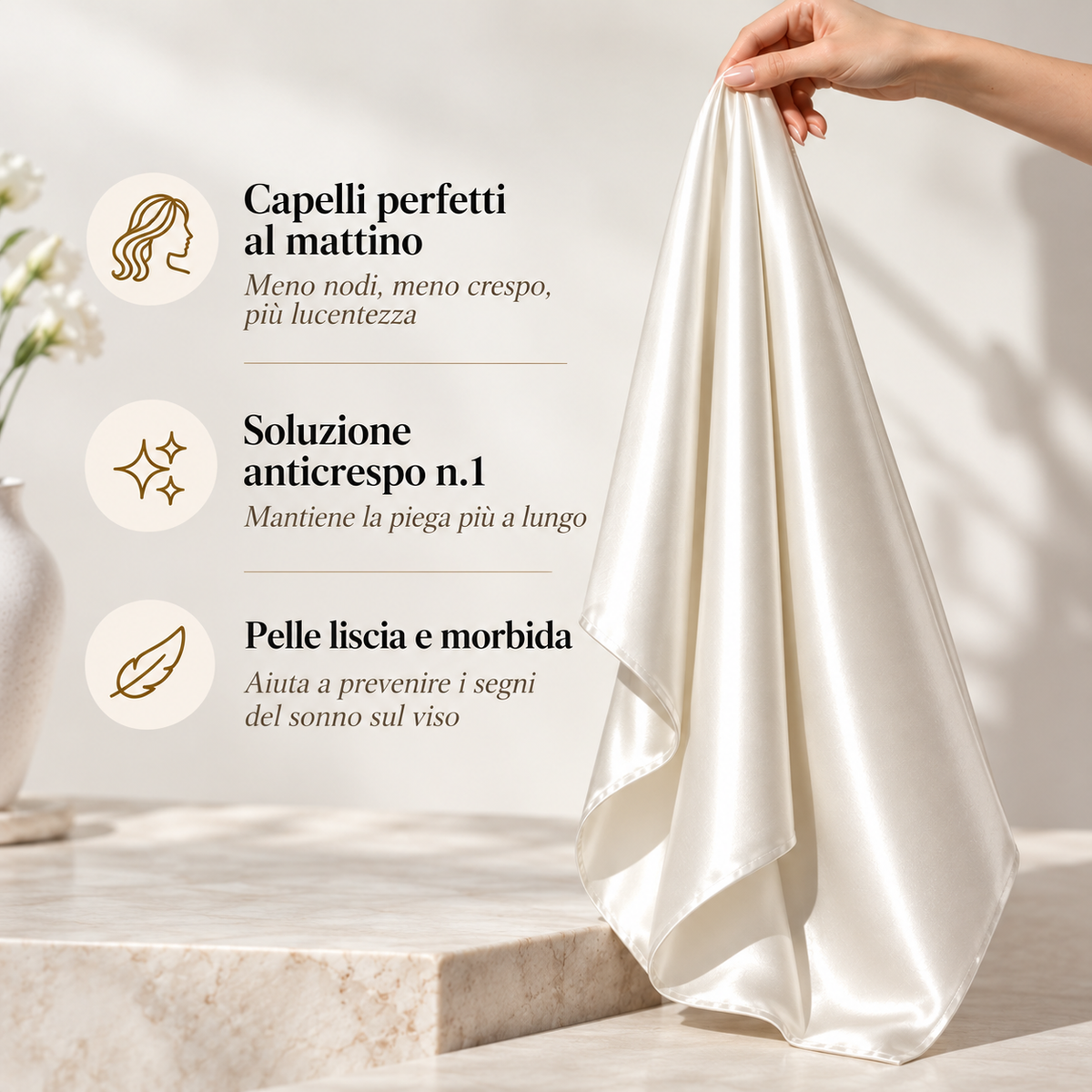 Federa 100% Seta Anticrespo | Bianca