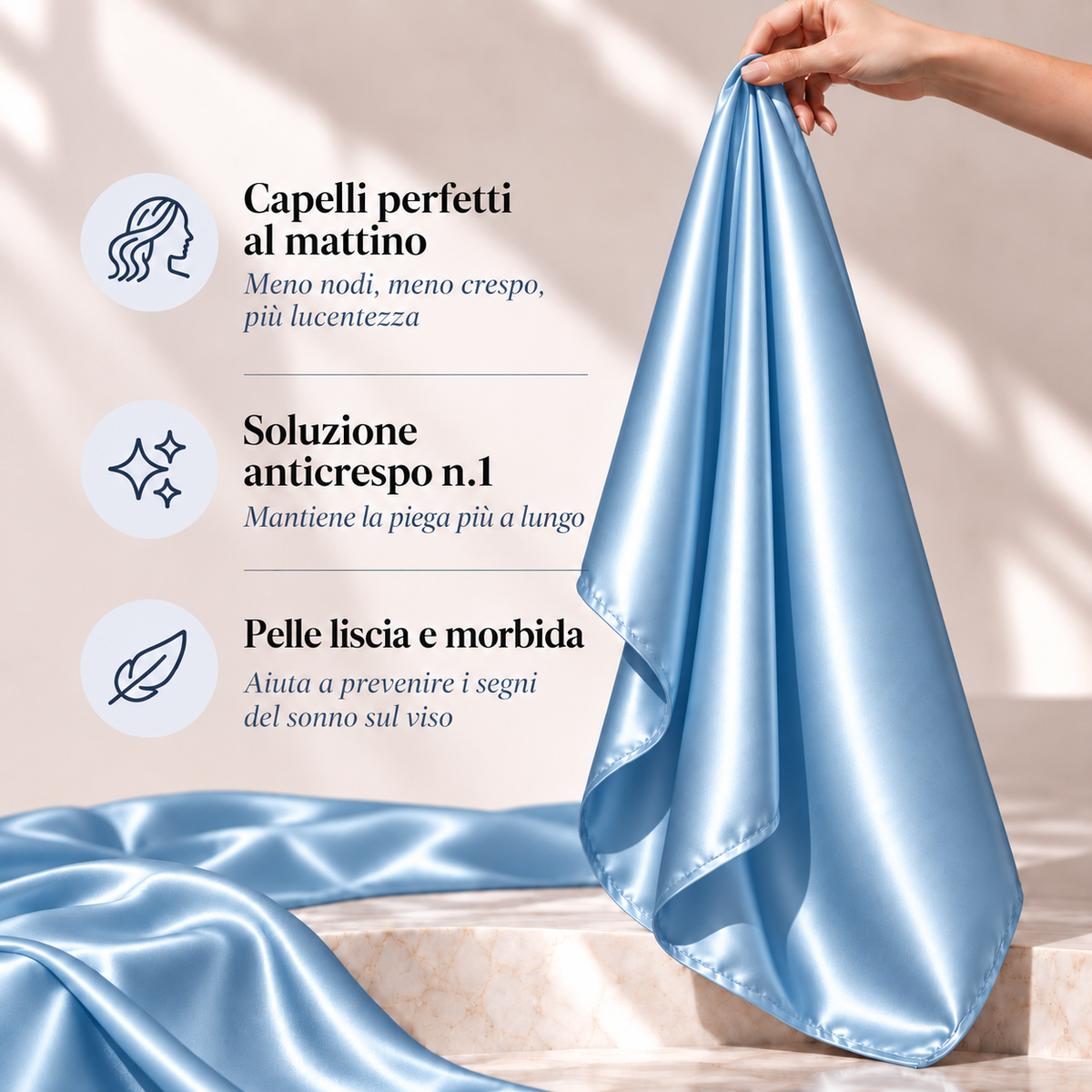 Federa 100% Seta Anticrespo | Azzurra
