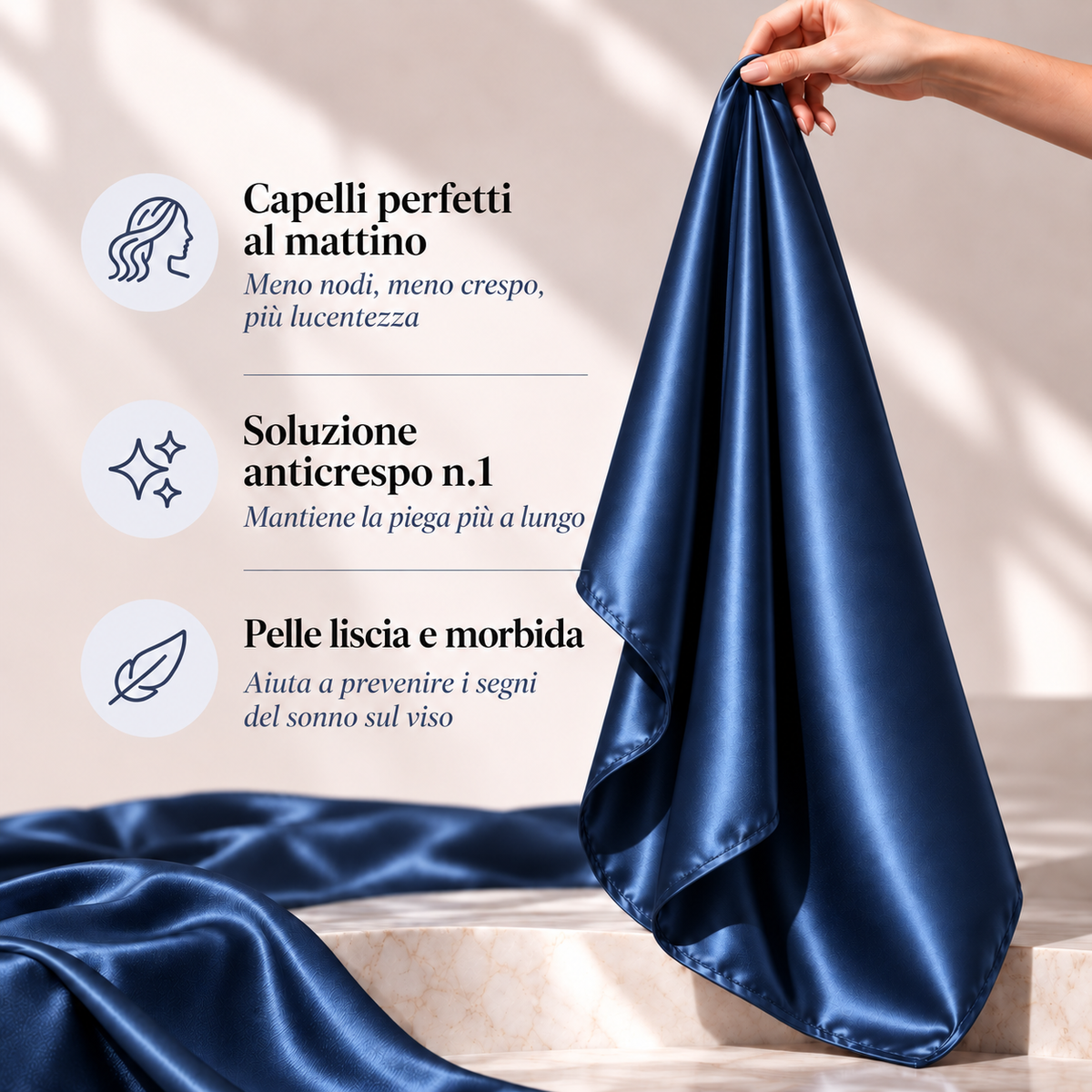 Funda de almohada de pura seda 50x75 | azul marino
