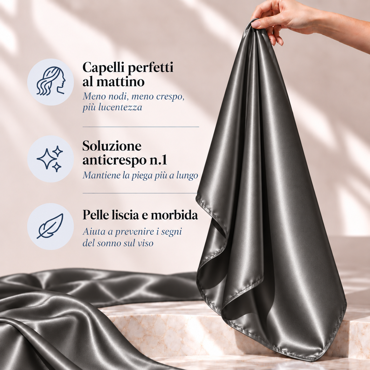 Funda de almohada de pura seda 50x75 | Carbón