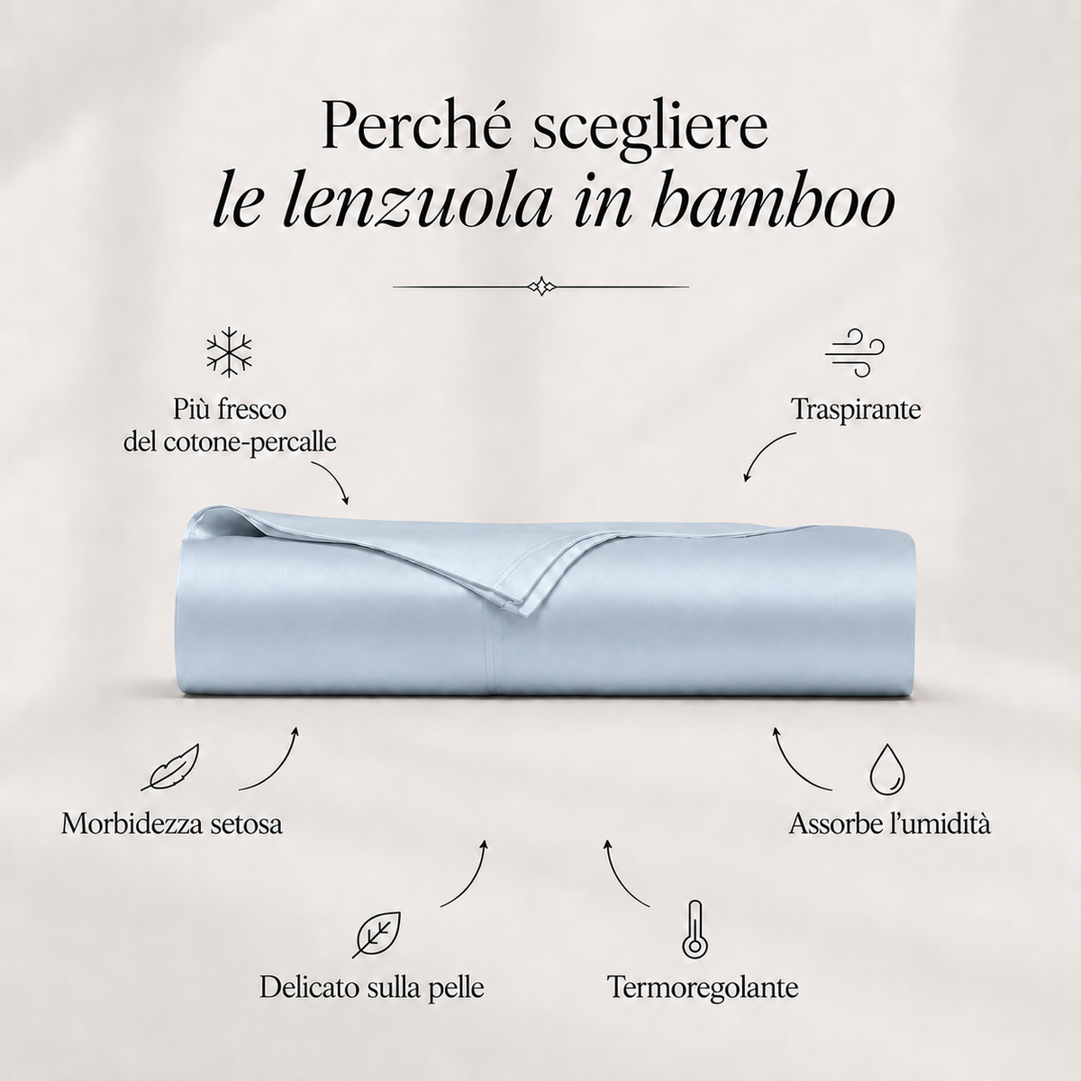 Set Lenzuola in Bamboo Premium | Azzurro