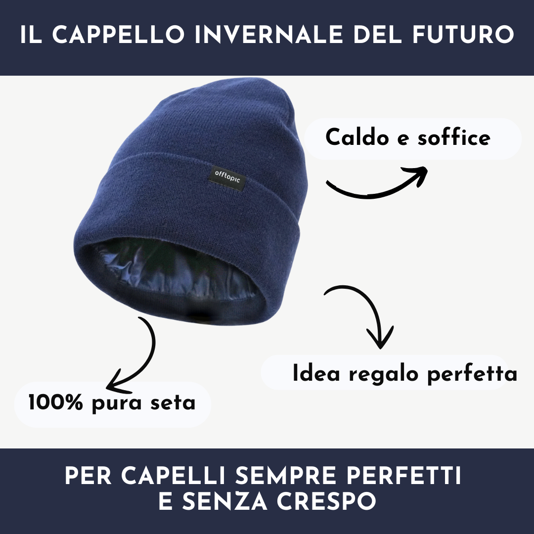 Cappello Invernale unisex 100% Seta | Blu Navy