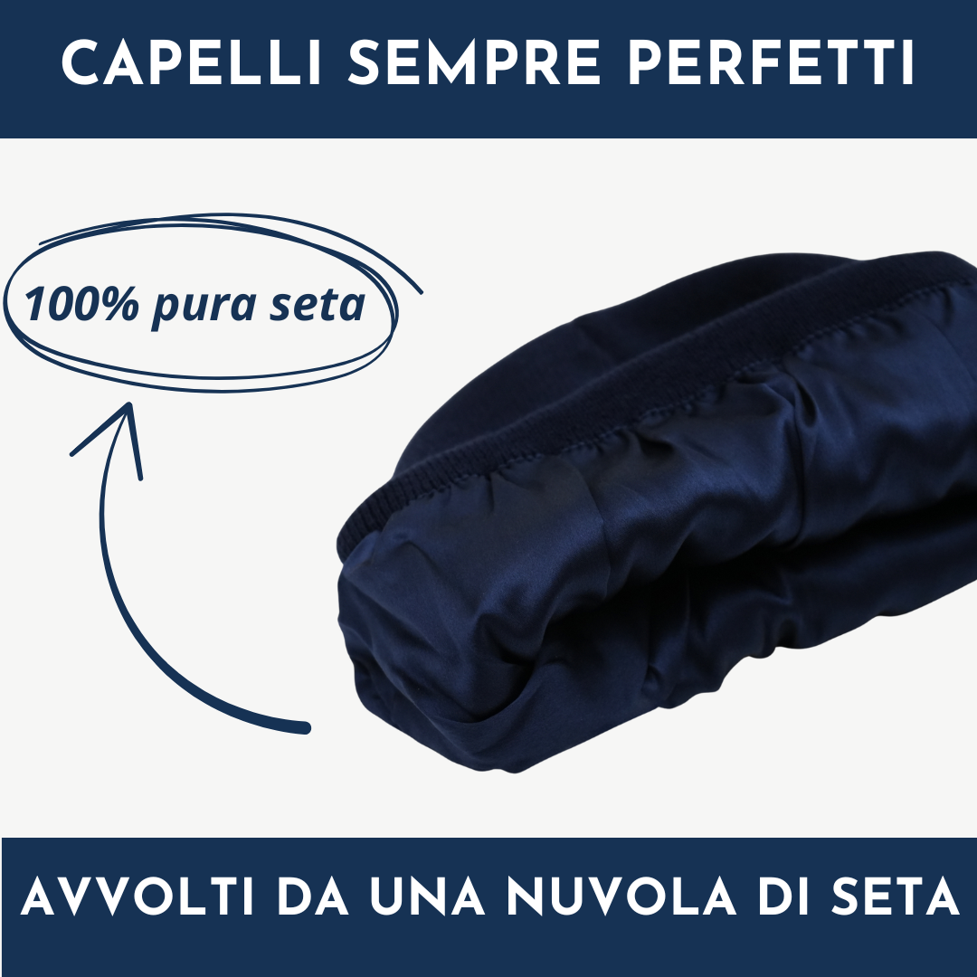 Cappello Invernale unisex interno 100% Seta Anticrespo | Blu Navy