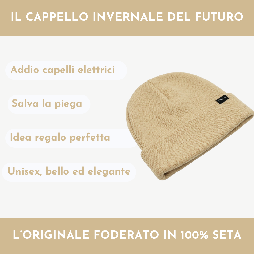 Cappello Invernale unisex interno 100% Seta Anticrespo | Sabbia