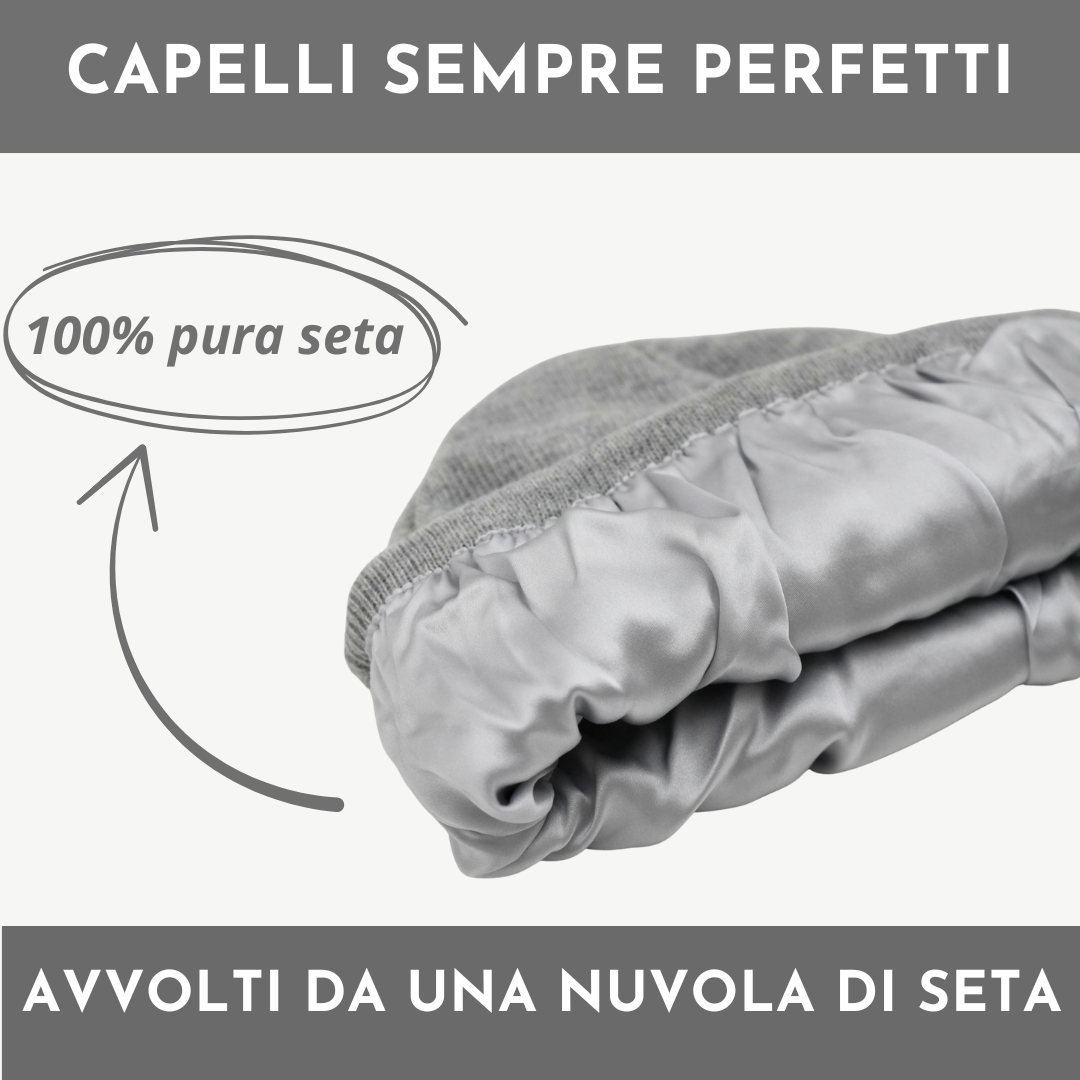 Cappello Invernale unisex interno 100% Seta Anticrespo | Grigio