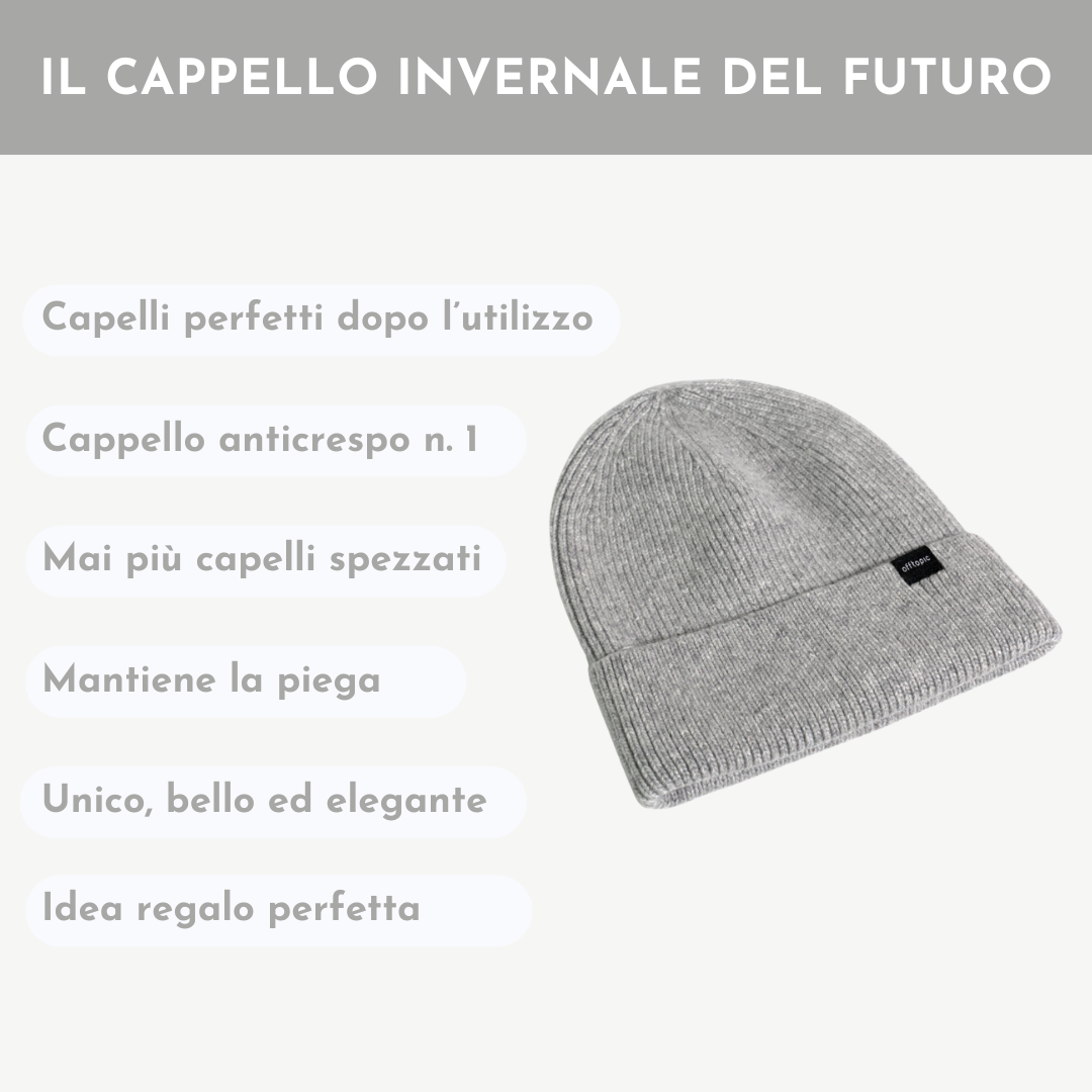 Cappello Invernale Unisex Interno 100% Seta Anticrespo | Grigio