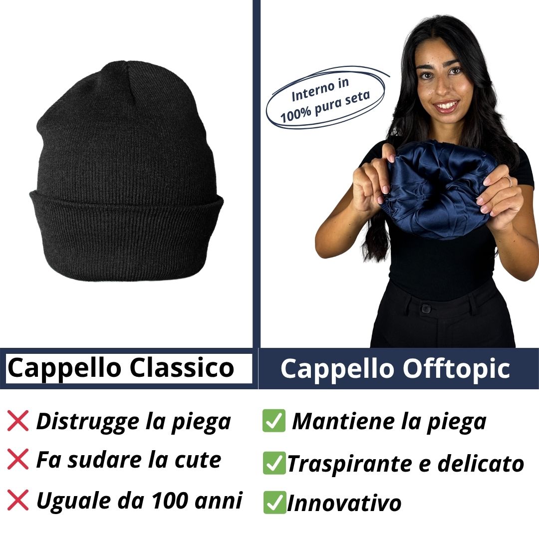 Cappello Invernale unisex interno 100% Seta Anticrespo | Blu Navy