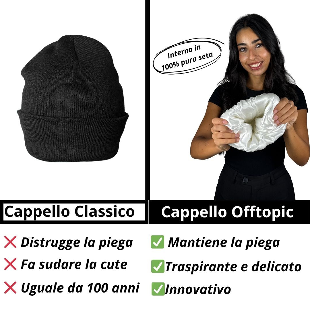 Cappello Invernale unisex interno 100% Seta Anticrespo | Bianco