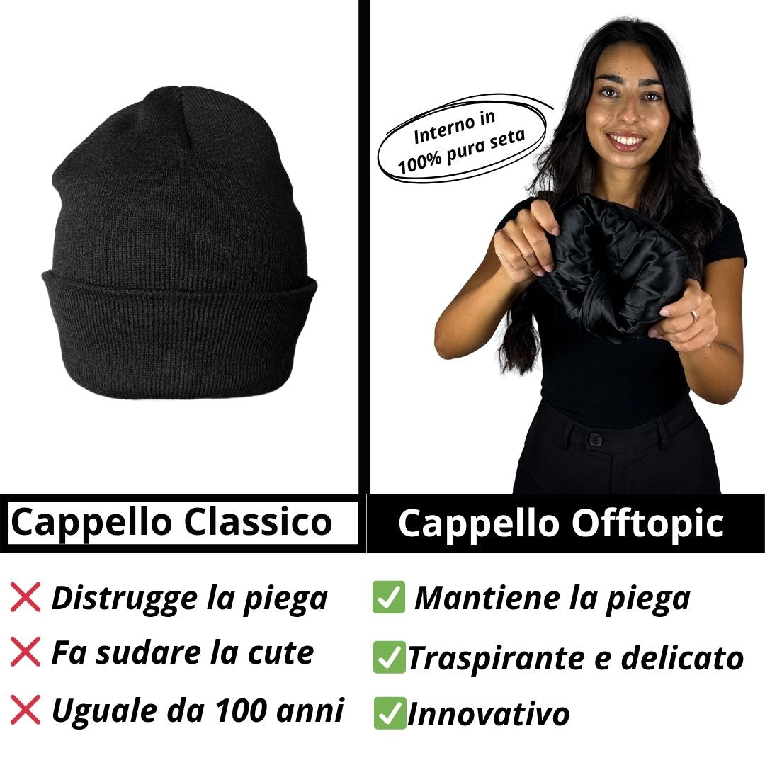 Cappello Invernale unisex interno 100% Seta Anticrespo | Nero