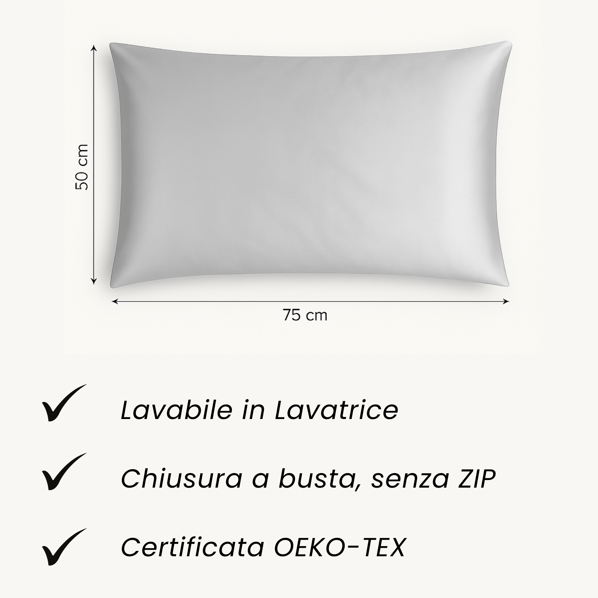 Federa 100% Seta Anticrespo | Grigio Perla