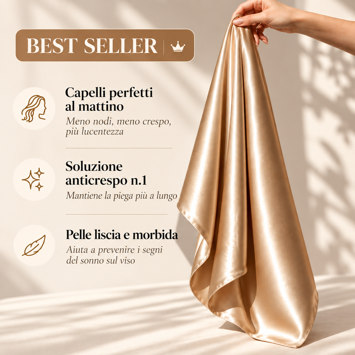 Federa 100% Seta Anticrespo | Caramel