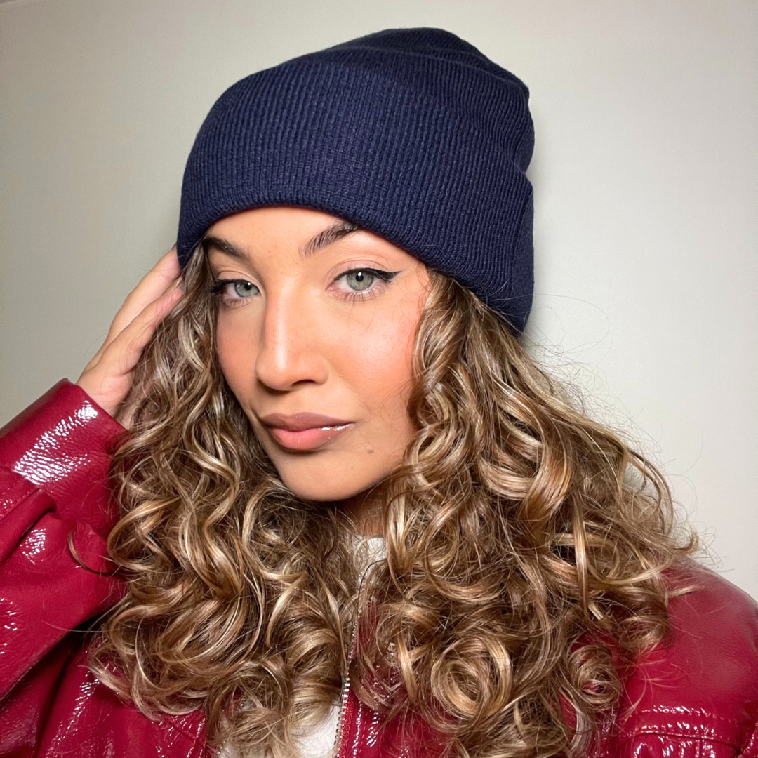 Cappello Invernale unisex interno 100% Seta Anticrespo | Blu Navy
