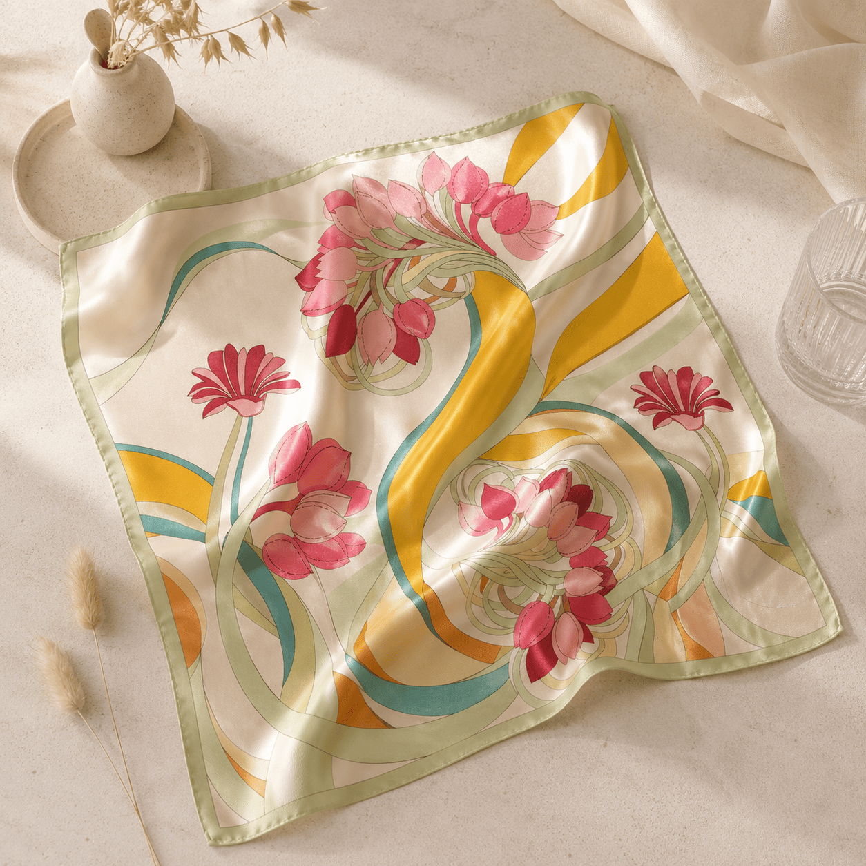 Foulard in Seta con stampa 53x53cm | Jardin